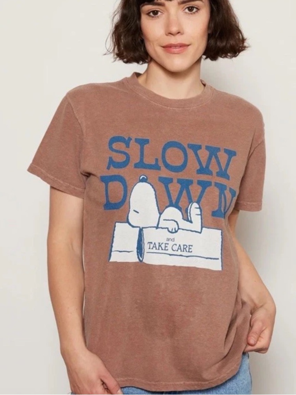 Snoopy Peanuts Slow Down People Of Leisure Short Sleeve Tee Size XL NWOT